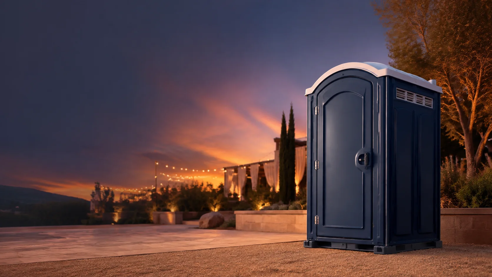 Portable restroom shown for rental planning in Victoria, TX